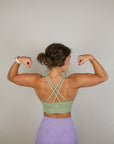 Criss Cross Sports Bra (Green Tea)