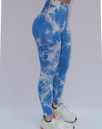 Marble Scrunch Leggings (Blue)
