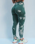 Marble Scrunch Leggings (Green)