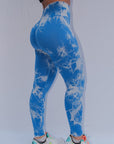 Marble Scrunch Leggings (Blue)